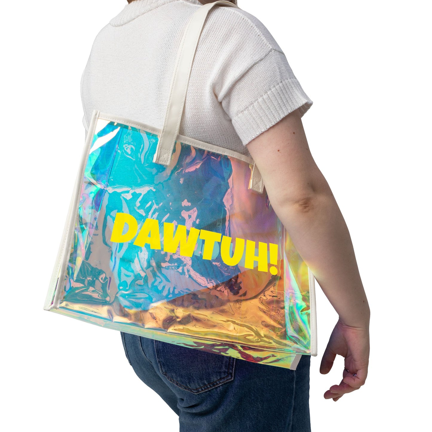 Dawtuh, Am I Giving? Holographic Beach Tote Bag