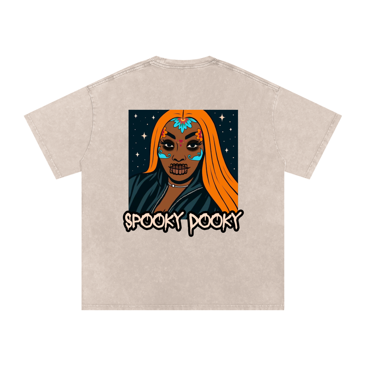 Spooky Dooky Snow Washed Oversized Cotton T-Shirt