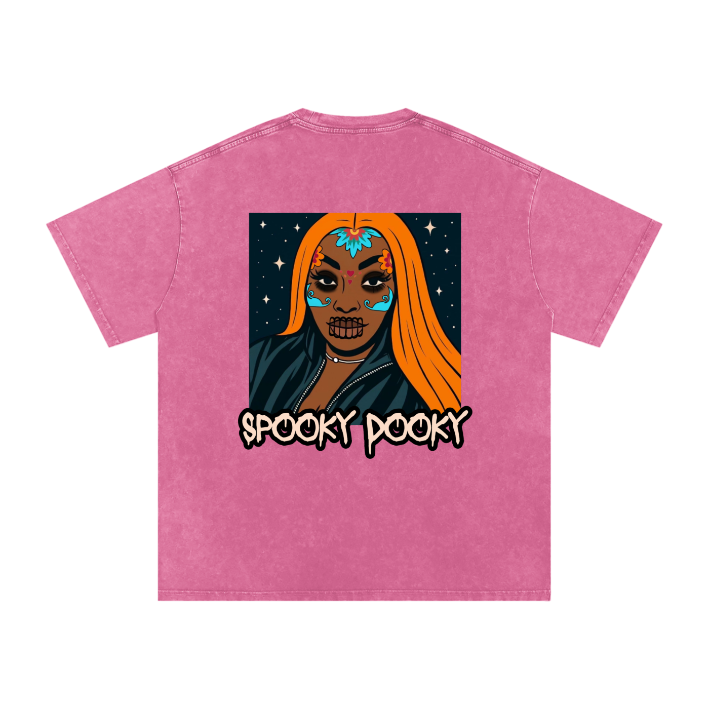 Spooky Dooky Snow Washed Oversized Cotton T-Shirt