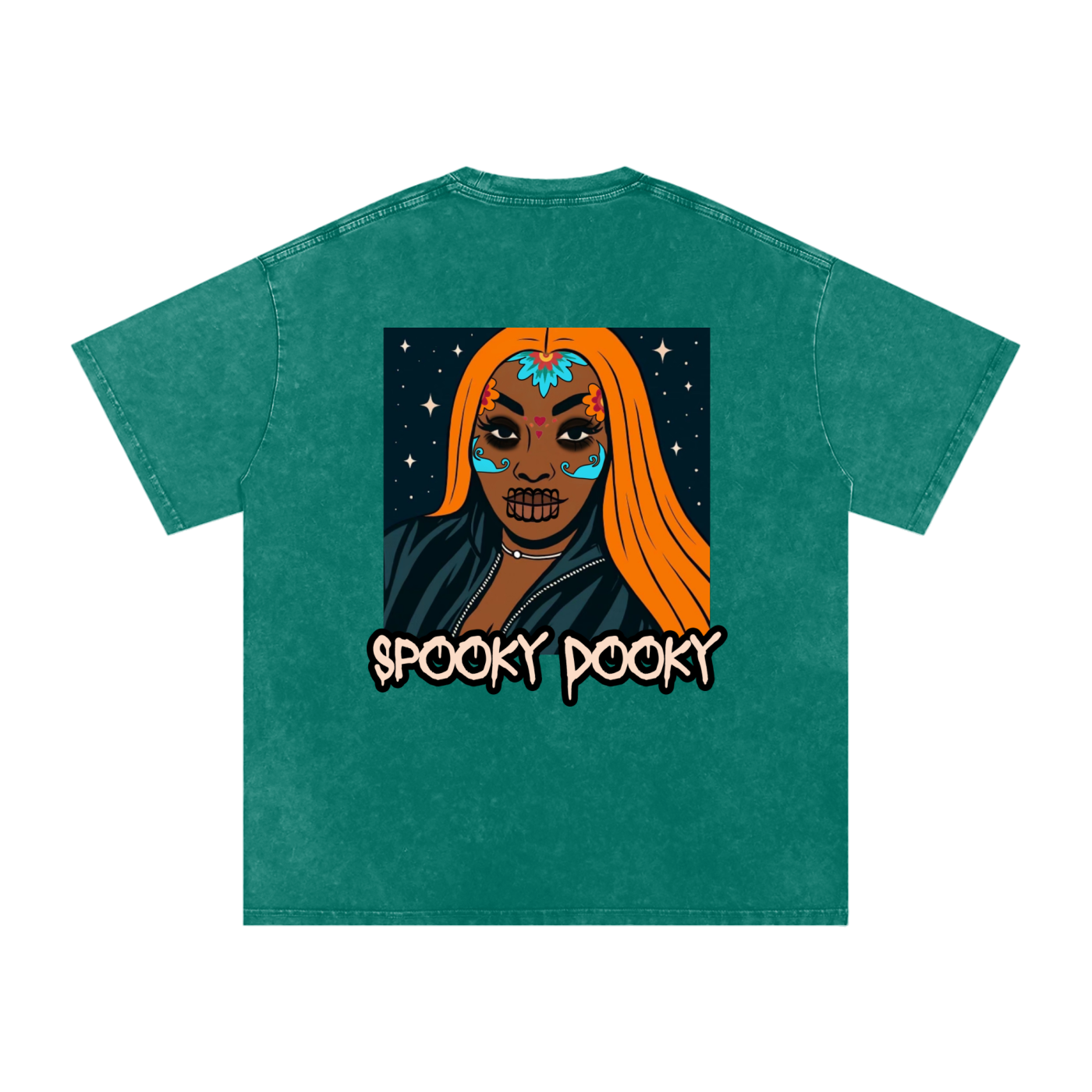 Spooky Dooky Snow Washed Oversized Cotton T-Shirt