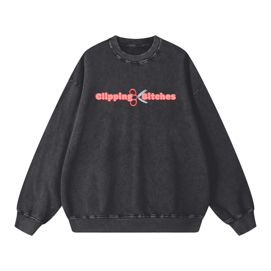Clipping Bitches Unisex Acid-Wash Oversize Sweatshirt