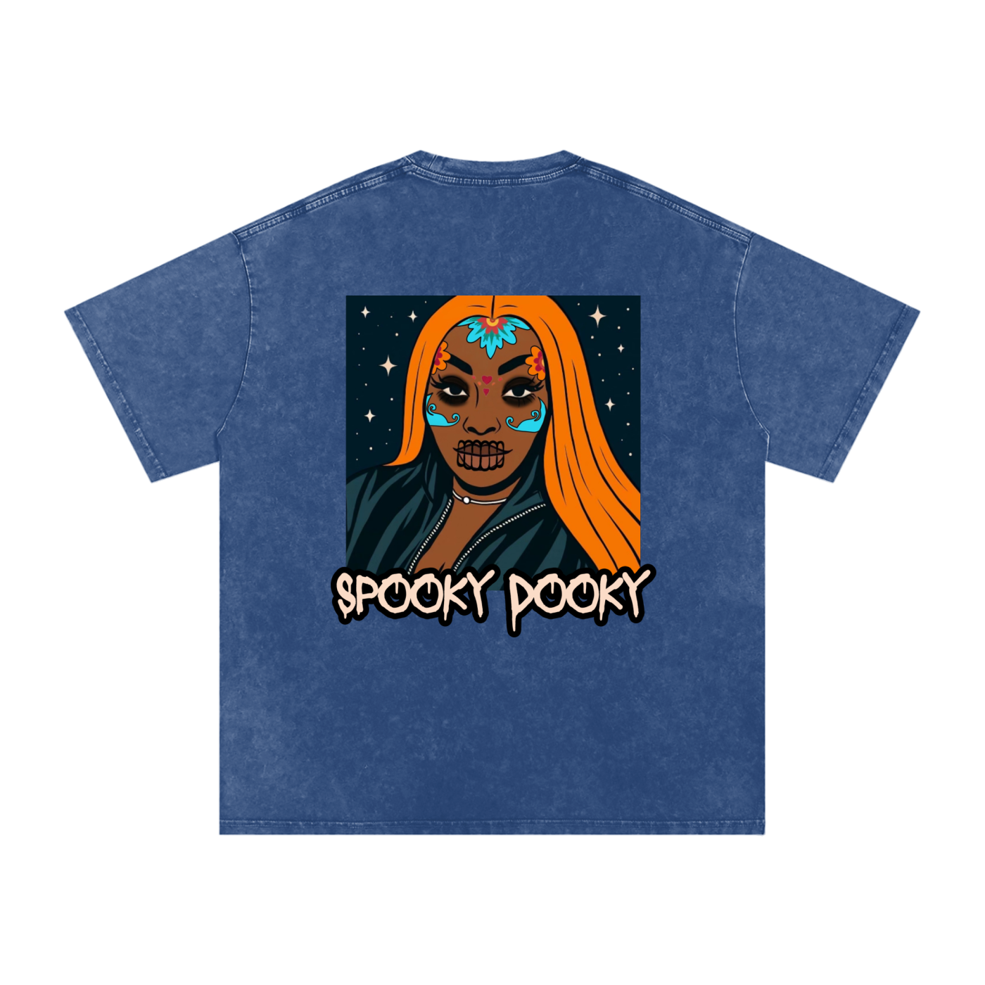 Spooky Dooky Snow Washed Oversized Cotton T-Shirt