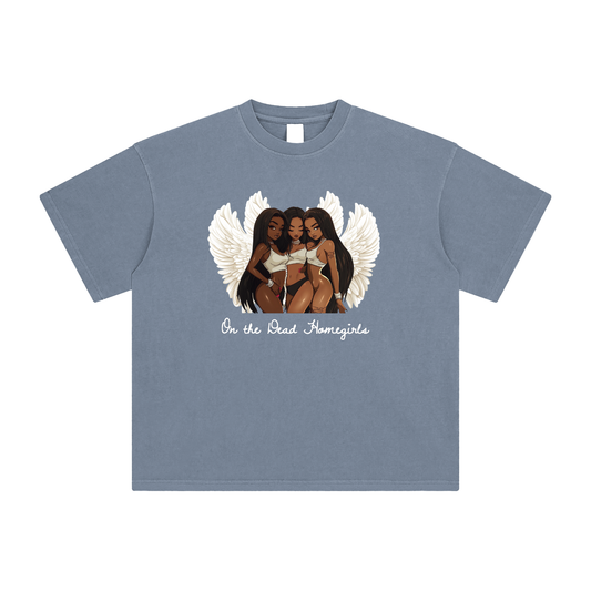 On the Dead Homegirls Enzyme Washed Unisex T-Shirt (Blue)