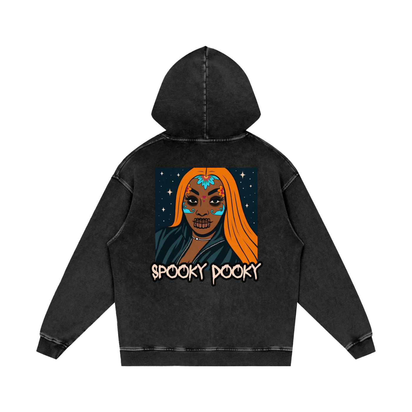 Spooky Dooky Halloween Snow Washed Loose Cotton Hoodie