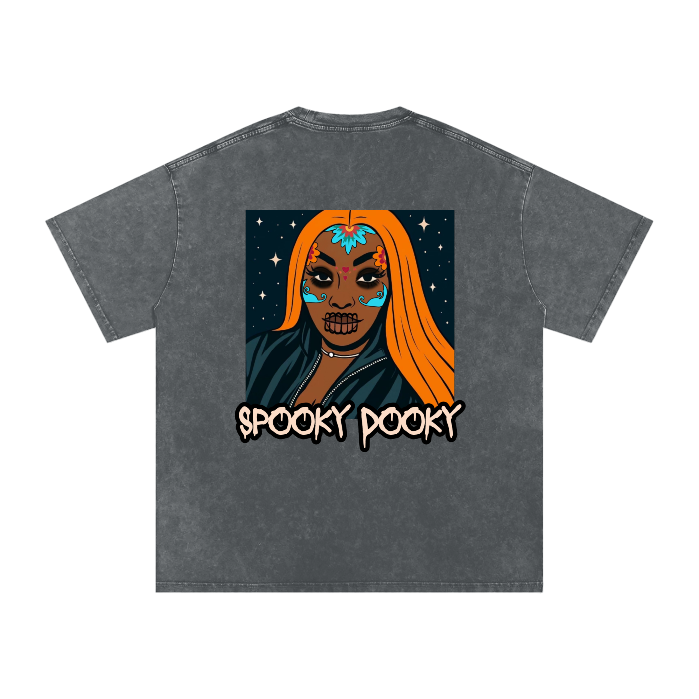 Spooky Dooky Snow Washed Oversized Cotton T-Shirt