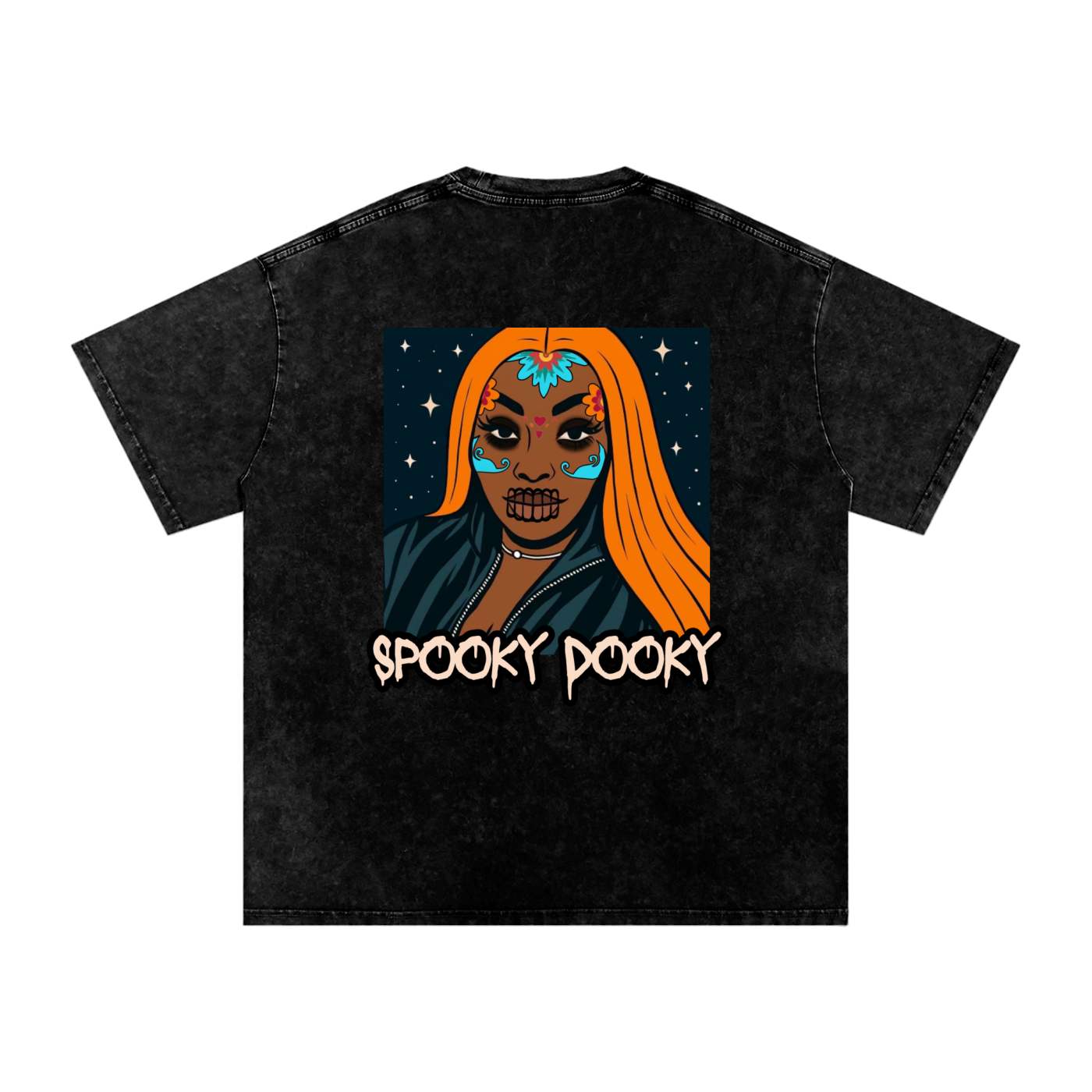 Spooky Dooky Snow Washed Oversized Cotton T-Shirt